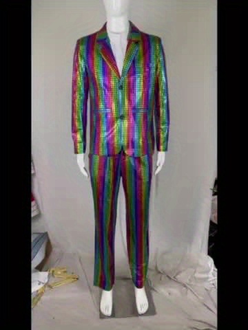Men's Shiny Performance Suit, European Style for Events